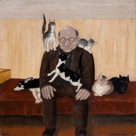 Jan Stobierski z kotami, 1966