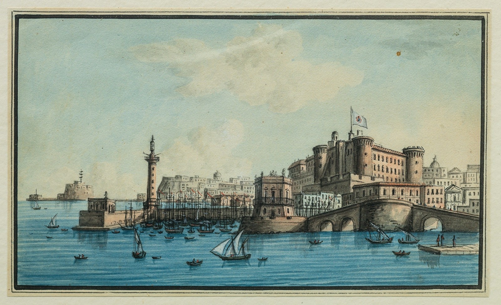 Widok na port Castel dell’Ovo w Neapolu