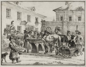 Postój dorożek i Wielki bazar, 1826